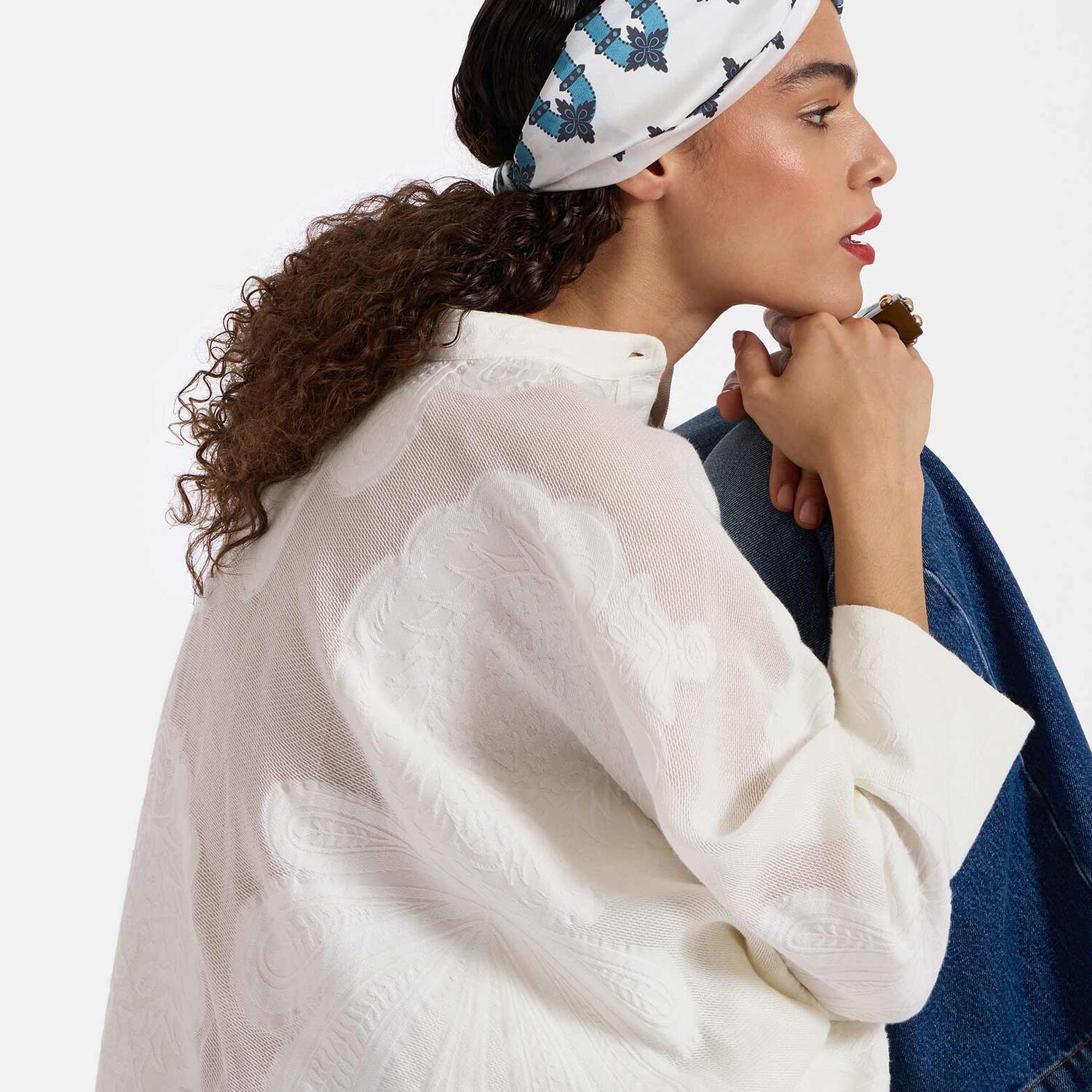 La Doublej Pinup Headband In Scirocco Ivory