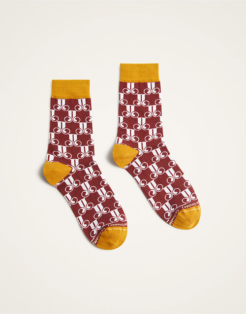 La DoubleJ All Time Socks La DoubleJ Monogram Bordeaux SOC0016COT083DJM01RE02