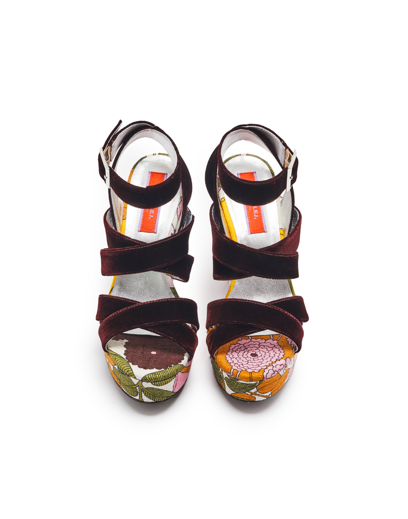 La DoubleJ Medal Wedge La DoubleJ Medal Wedge Big Flower Rose SHO0079COT005BFL03PI01