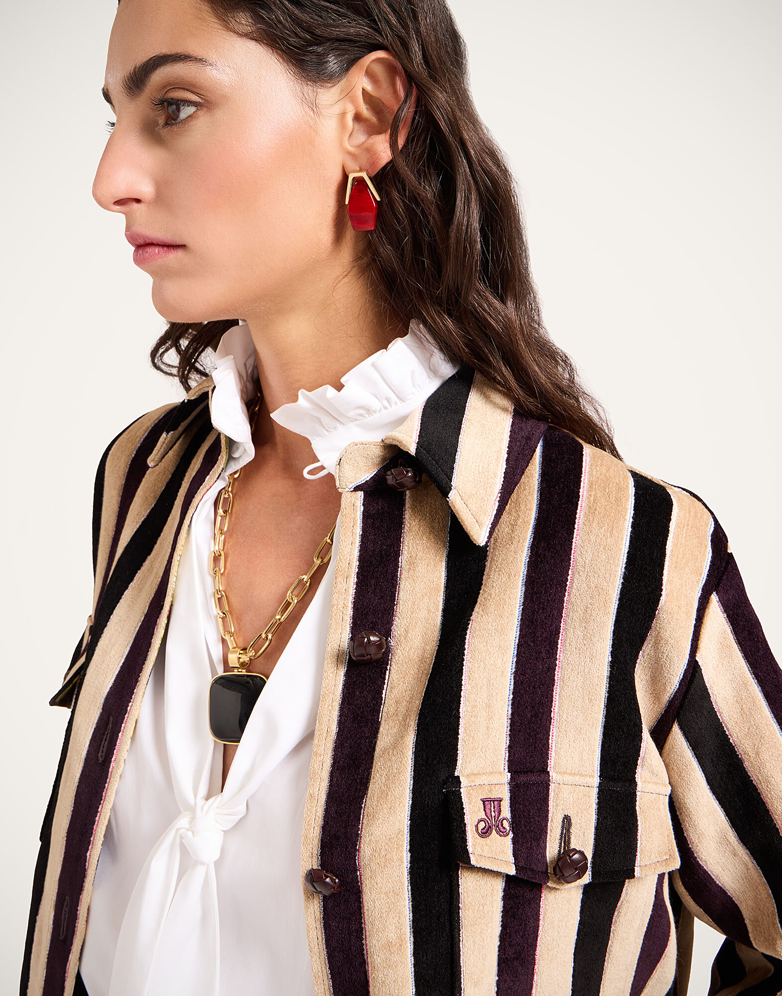 La DoubleJ Better Than Your Boyfriend's Jacket Stripes Light Beige JAC0112VIS026STR08BR01