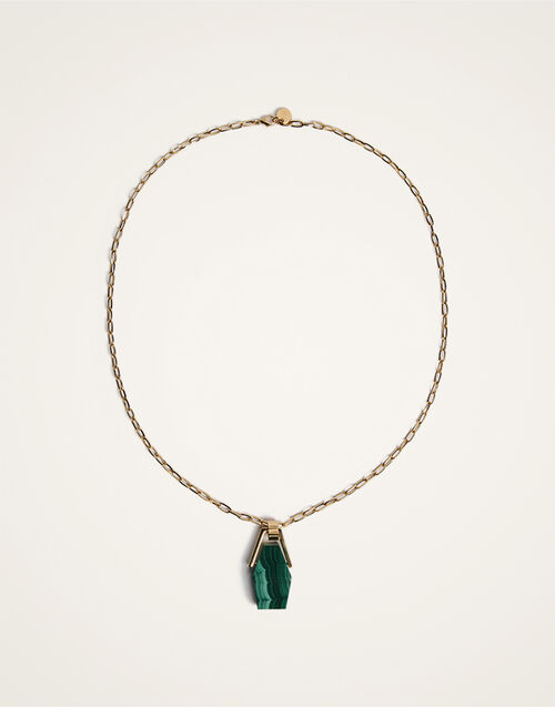 La DoubleJ Portal Necklace 24k Gold Plate & Malachite NEC0040BRA003MAL02YE05
