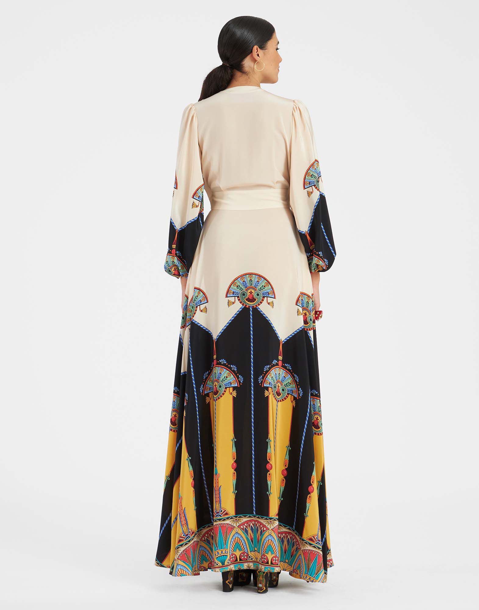 La DoubleJ Long Camerino Dress Aswan Plac&eacute;e Ivory DRE0585CRE001ASW01WH04