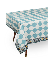 La DoubleJ Medium Tablecloth Plaza Sky Blue TBC0002LIN001PLA05BU10