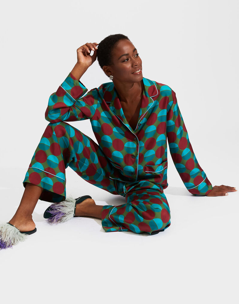 La Doublej Silk Pajama In Sfere Grandi Verde