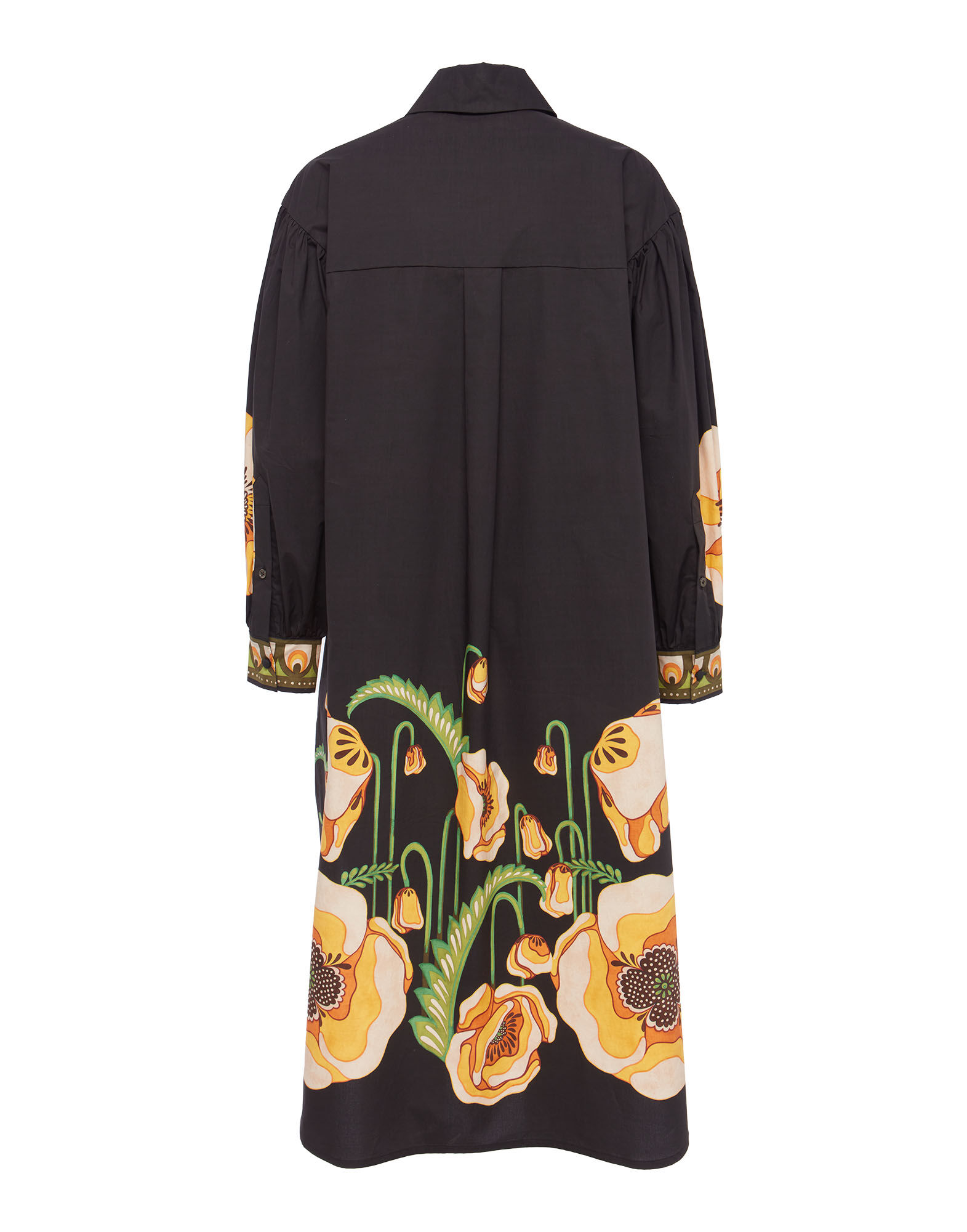 La DoubleJ Big Shirt Dress Poppies Black Plac&eacute;e DRE0280COT015PPP0002