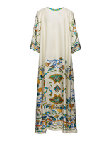 La DoubleJ Muumuu Dress &#40;Placed&#41; Borboni Placed Bianco DRE0225SIL006BRN03WH01