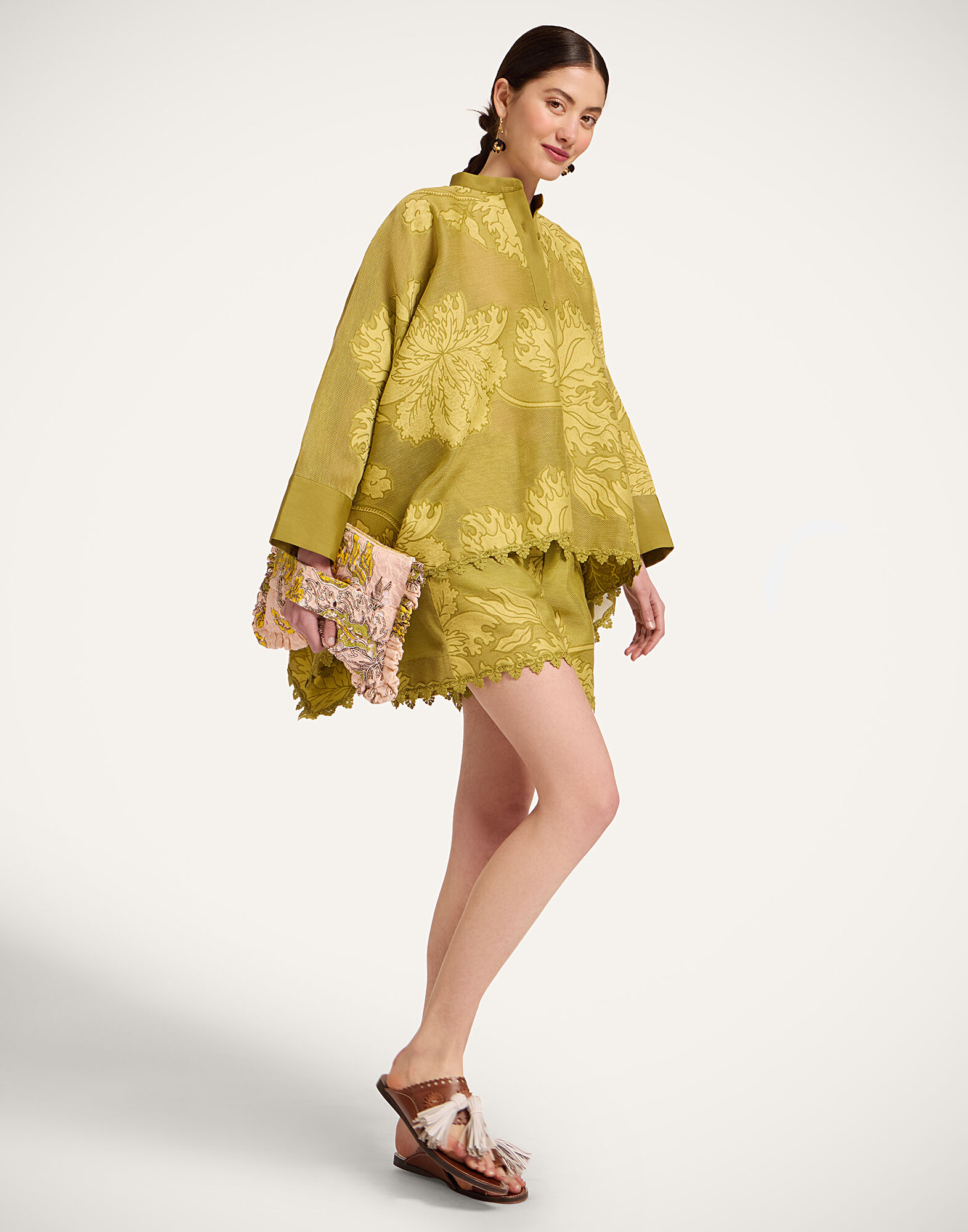 La DoubleJ Foulard Shirt Solid Green SHI0167JCQ140SWA02GR02