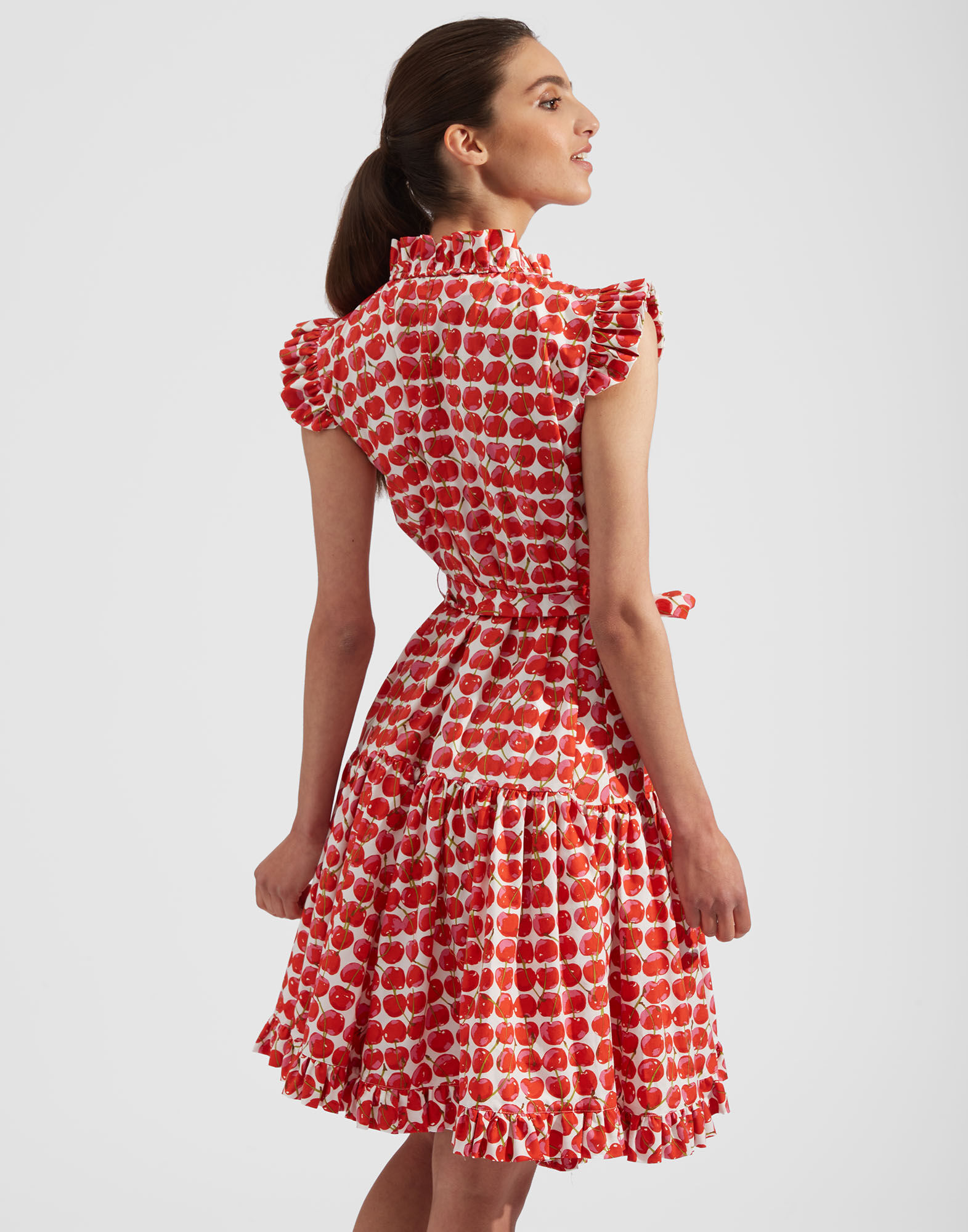 La DoubleJ Short And Sassy Dress White Cherries DRE0003COT001CHY0002