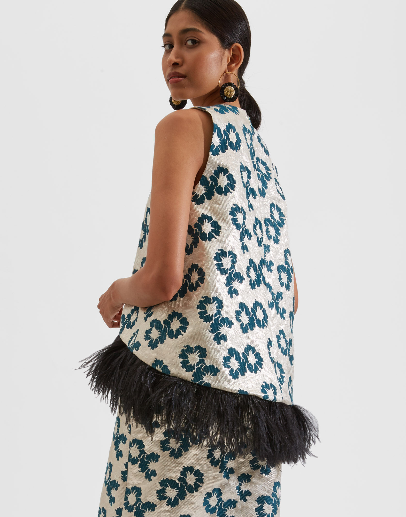 La DoubleJ La Scala Top (With Feathers) Pansy Party Jacquard TOP0013JAC027PAN0003