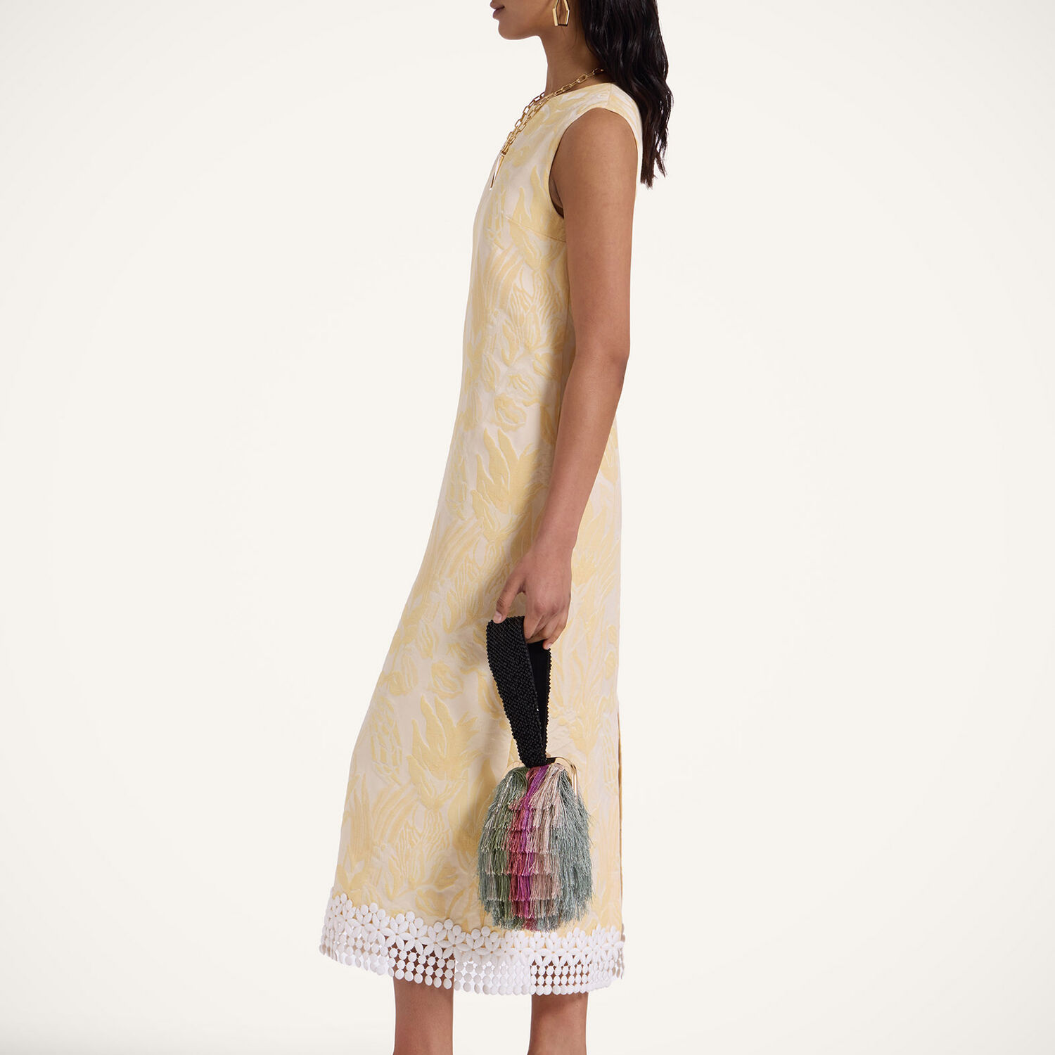La Doublej Column Dress In Iris Yellow