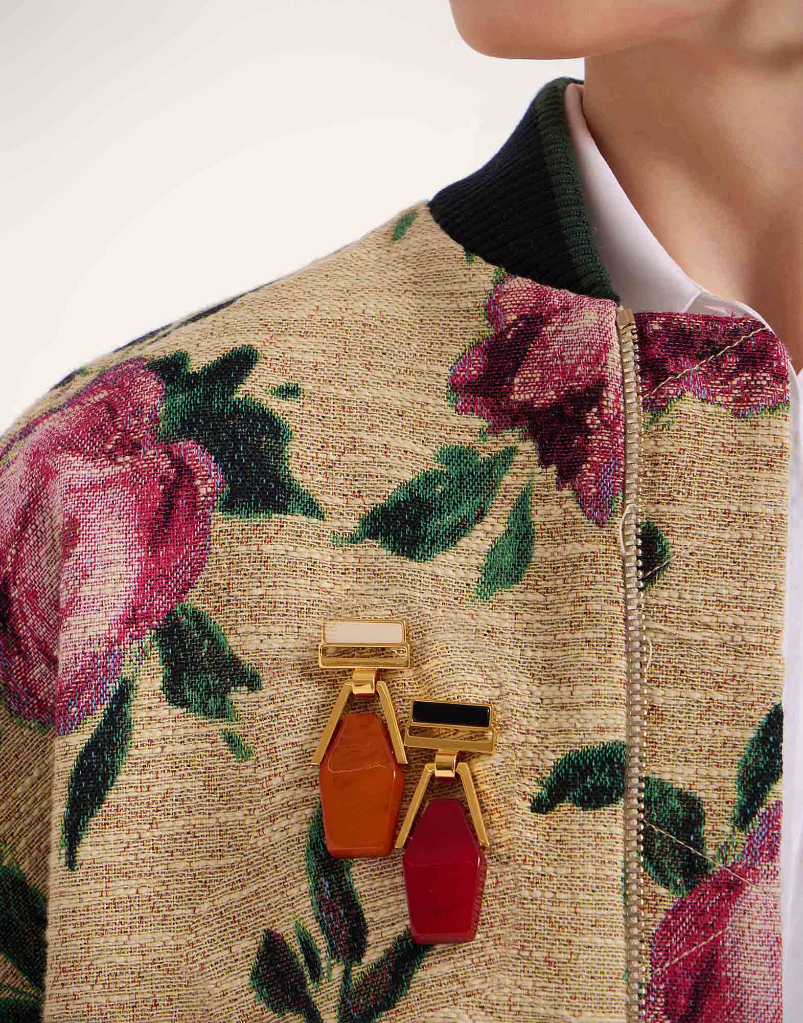 La DoubleJ Portal Brooch 24k Gold Plate & Orange Resin BCH0002POL014SOLIDOR02