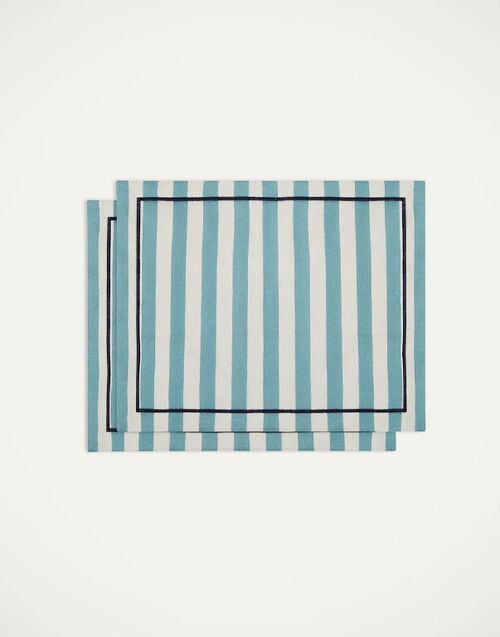 La DoubleJ Placemat Set Of 2 La DoubleJ Placemat Set Of 2 Riviera Sky Blue PMT0006LIN001RIV05BU10