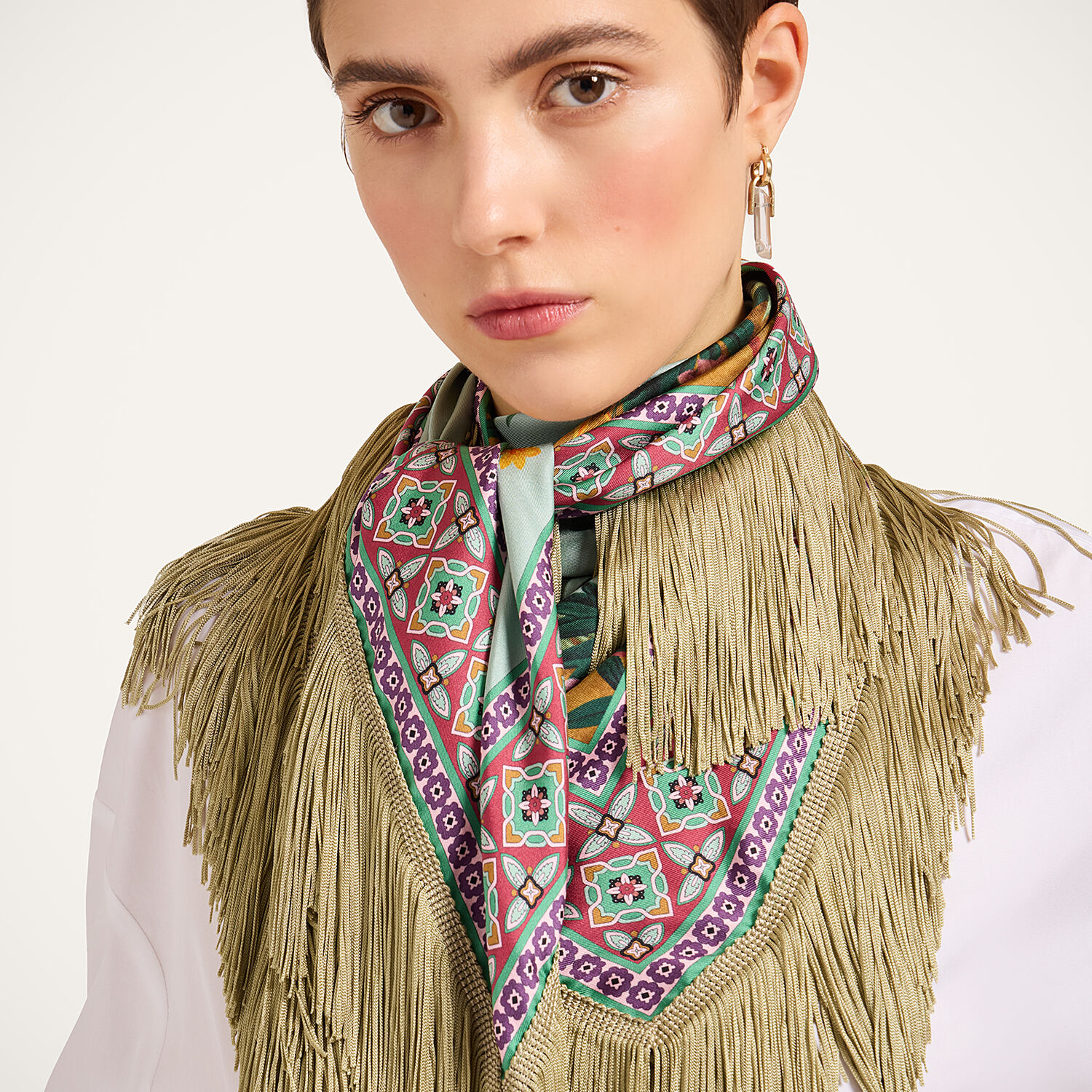  La Doublej The Dorchester, London Women - Reversible Fringe Foulard 90 Zooflora Placée Light Blue One Size 100% Silk 