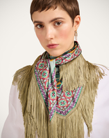 La DoubleJ Reversible Fringe Foulard 90 La DoubleJ Reversible Fringe Foulard 90 Zooflora Placée Light Blue SCA0073SIL006ZOF06BU01
