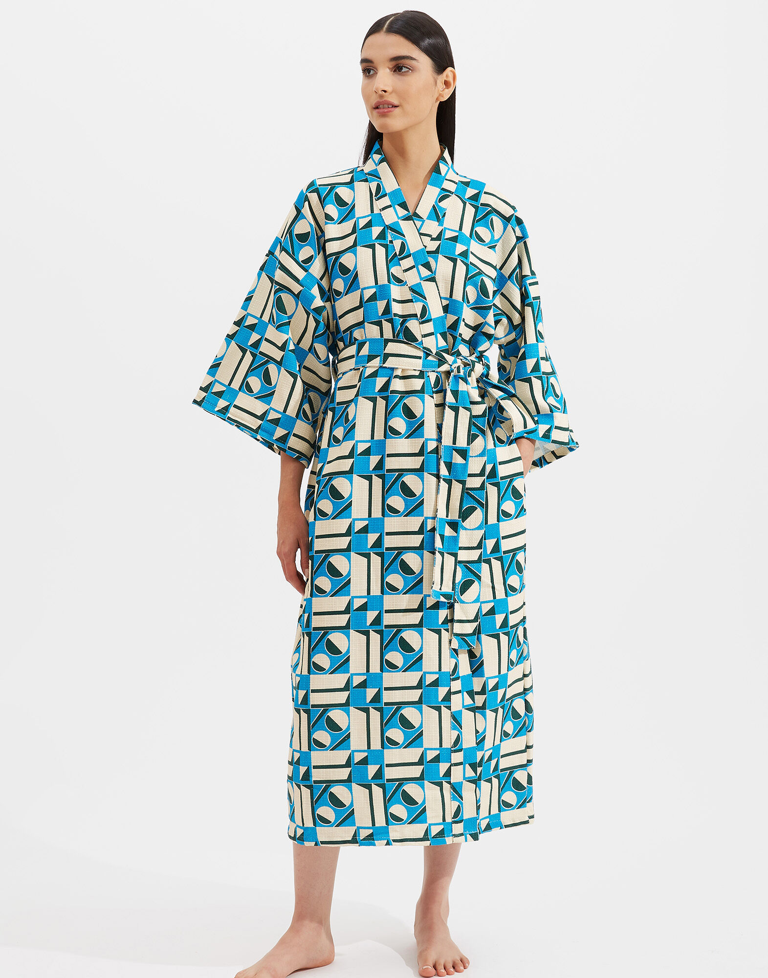 La DoubleJ Unisex Big Robe Geometrico Blu JAC0035COT024GEO0006