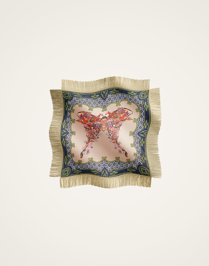 La DoubleJ Reversible Fringe Foulard 90 La DoubleJ Reversible Fringe Foulard 90 Mariposa Placée Celeste SCA0073SIL006MAR07BU12