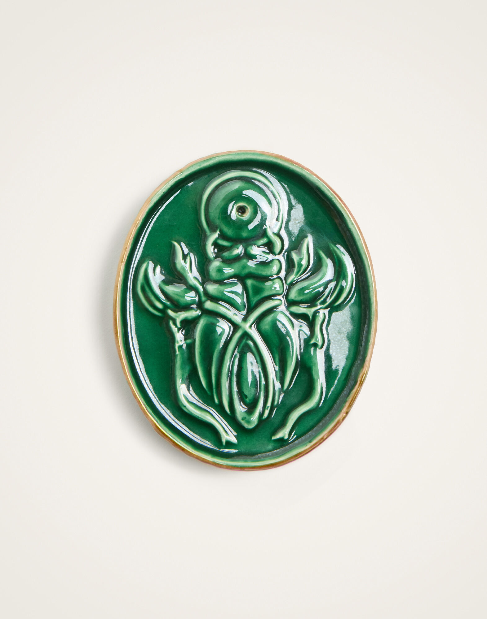 La DoubleJ Oval Incense Holder Scarab Forest Green OTC0007CER004SCA01GR15