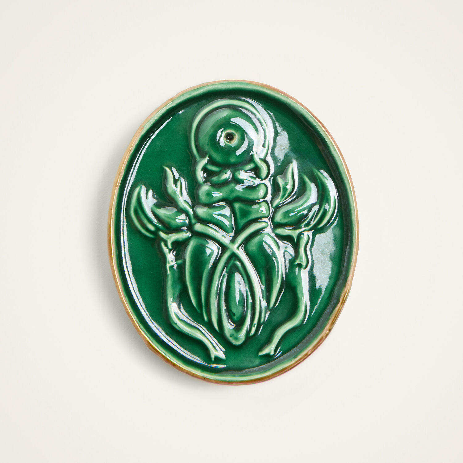  La Doublej Candles Women - Oval Incense Holder Scarab Forest Green One Size 100% Ceramic 
