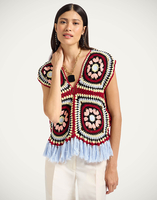 La DoubleJ Sole Star Crochet Top La DoubleJ Sole Star Crochet Top Multicolor Red & Black PUL0306KNI161VA379BL01