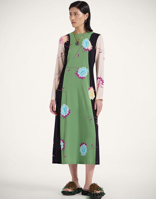 La DoubleJ Long Sleeve Swing Dress Derby Plac&eacute;e Multicolor DRE0231VIS001DER03MU01