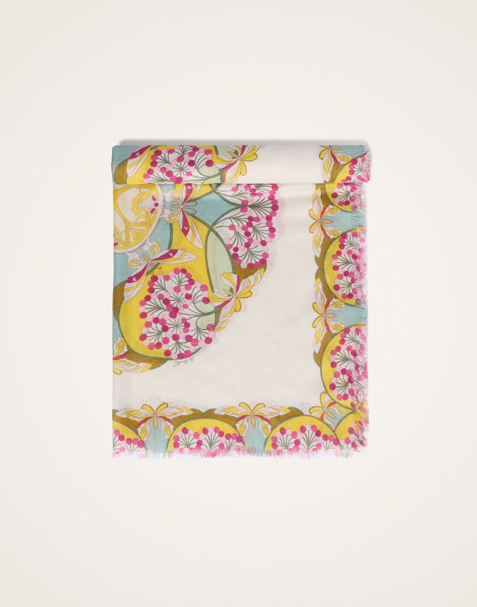 La DoubleJ Scarf (70X180) Florette Plac&eacute;e Fuchsia SCA0097MOS001FLO08PI03