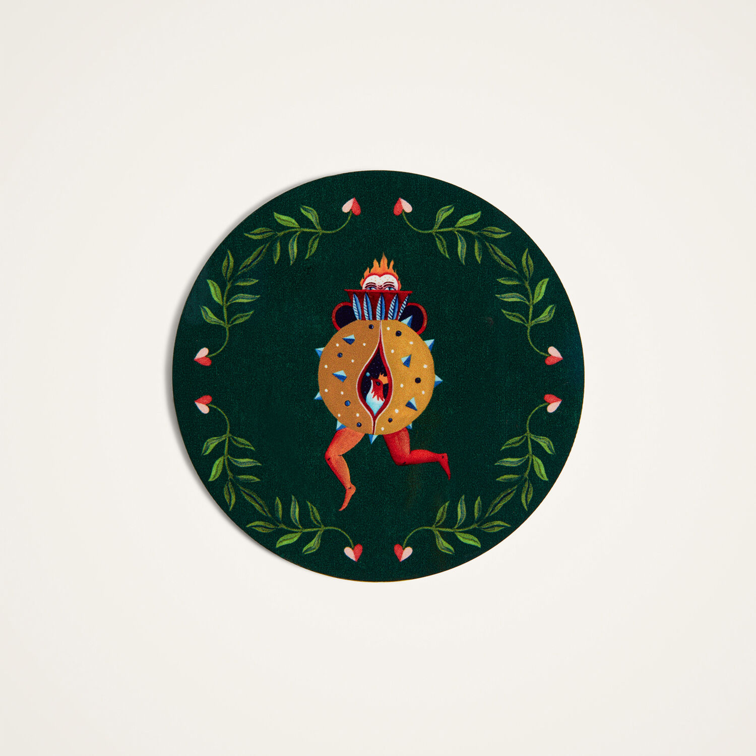  La Doublej Placemats & Runners Gend - Disk Coasters Set Of 4 Flora And Fauna Mix Dark Green One Size 83% Wood Fiber 12% Cork 5% Polyester 