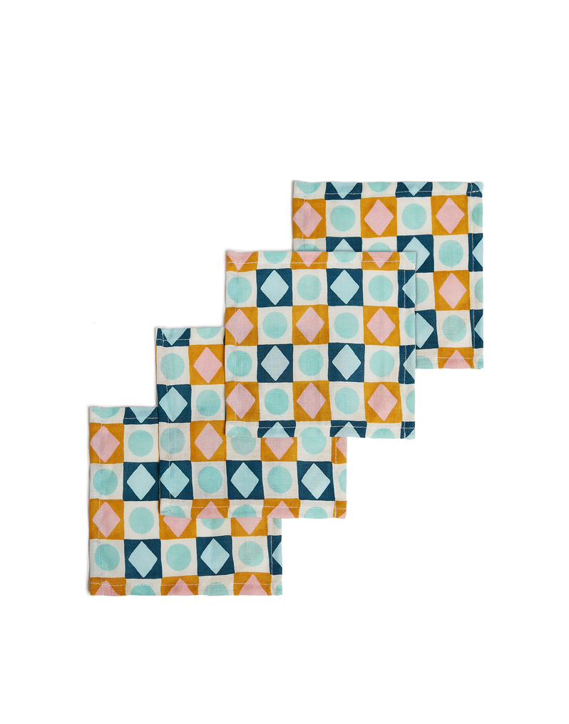 La DoubleJ Small Napkins Set Of 4 La DoubleJ Small Napkins Set Of 4 Diamond Dots NAP0005LIN004CHA0004