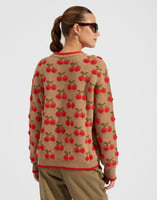 La DoubleJ Cherry Sweater Camel/Red PUL0103KNI064VAR0129