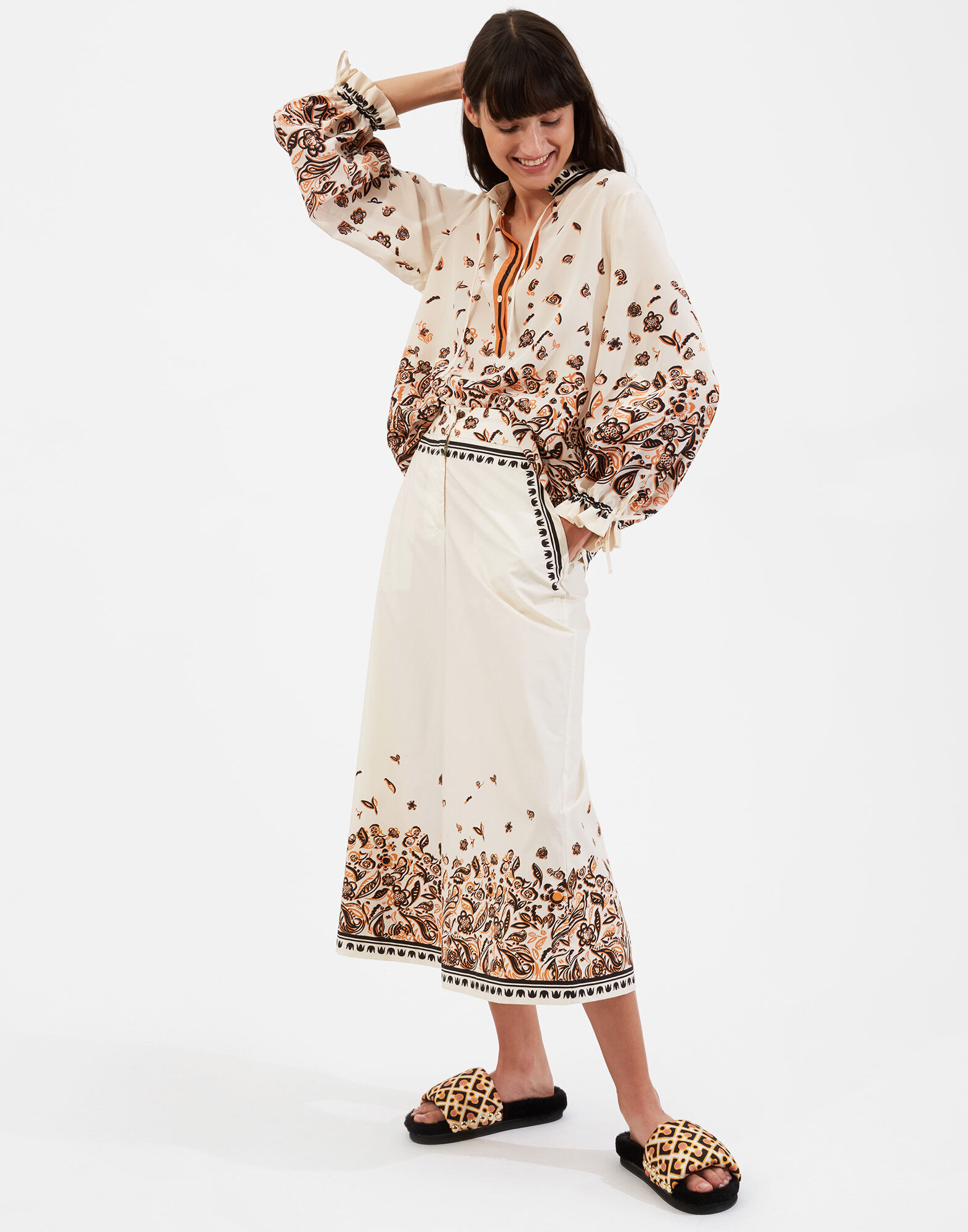 La DoubleJ Shirt And Sassy Fauve Plac&eacute;e SHI0061CRE002FAU0003