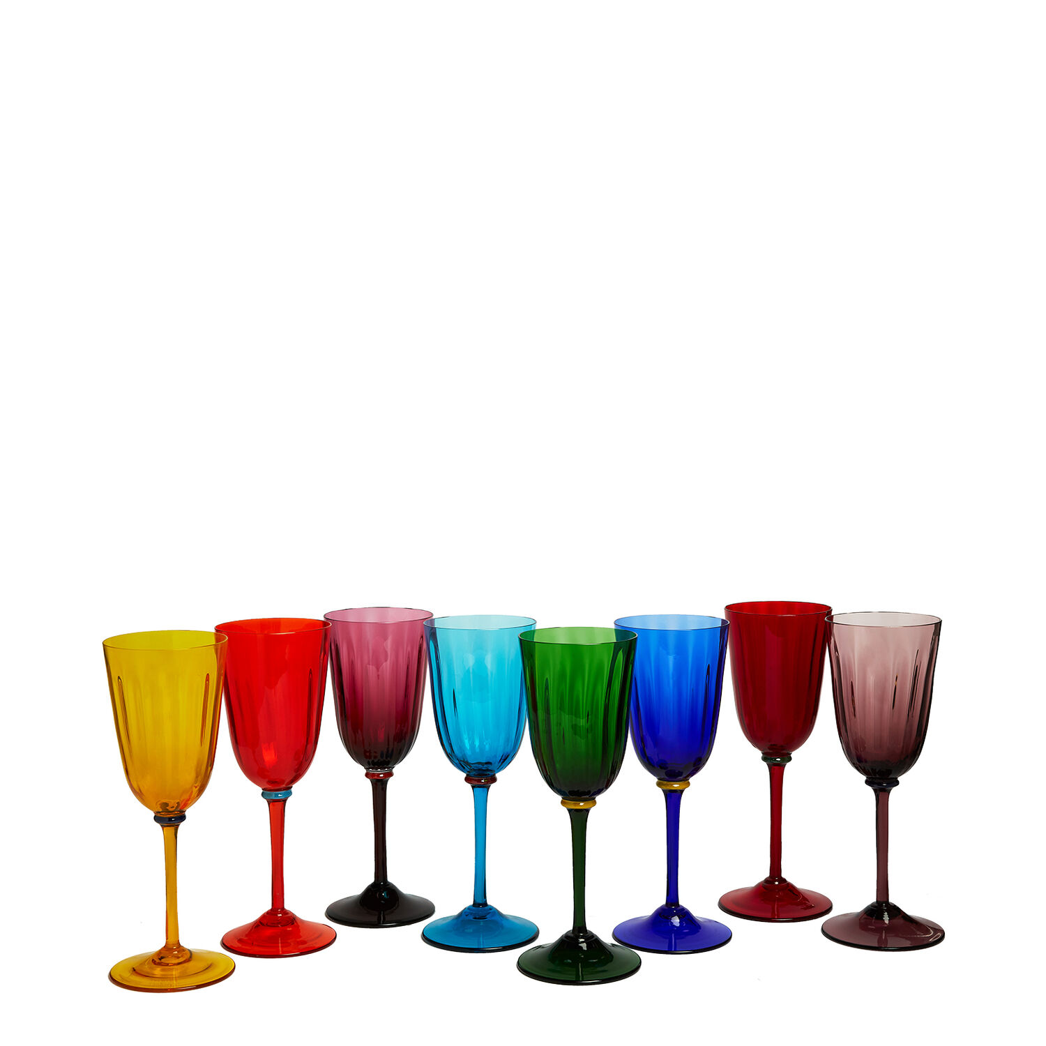 LA DOUBLEJ WINE RAINBOW GLASSES SET OF 8 