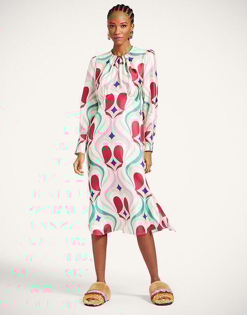 La DoubleJ Eve Midi Dress Macro Jive Ecru DRE0808SIL001JIV05BR05