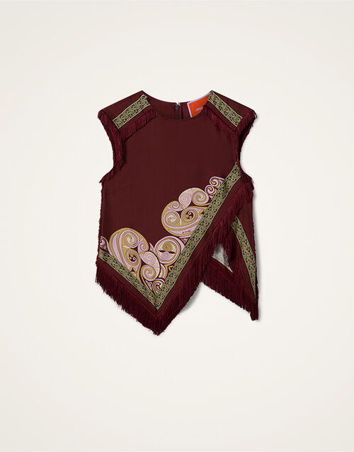La DoubleJ Scarf Top Kells Swirl Plac&eacute;e Burgundy TOP0160SIL006KLS01RE07