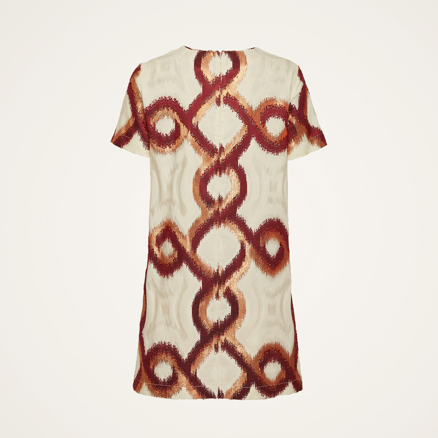 La Doublej Mini Swing Dress Tackle Jacquard Bordeaux In White