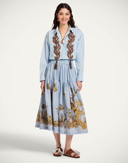 La DoubleJ Gala Skirt Oceania Plac&eacute;e Light Blue SKI0207LIN014OCE01BU01