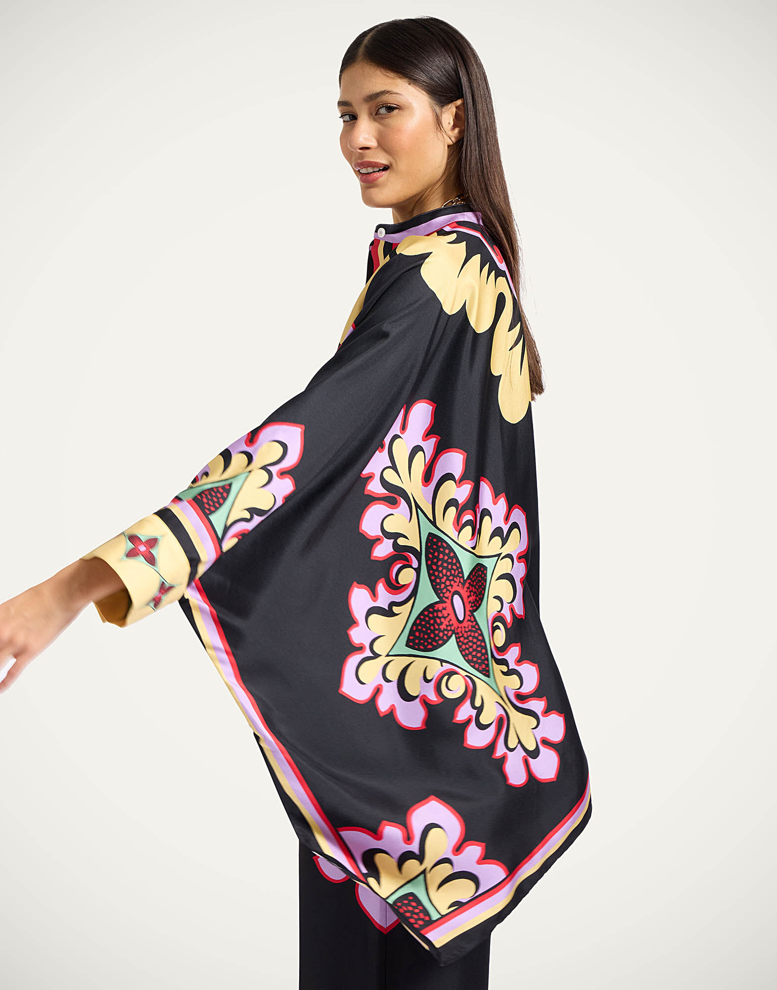 La DoubleJ Foulard Shirt Palazzo Plac&eacute;e Lilac SHI0059SIL001PAL08PU02