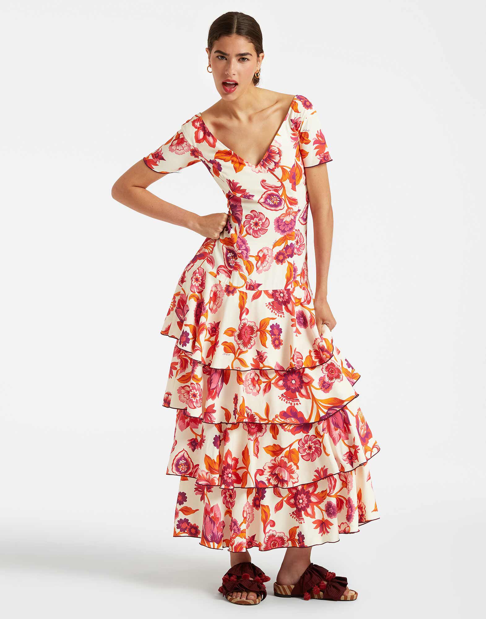 La DoubleJ Flamenco Dress Hottie Cream DRE0663SAB001HOT01WH03