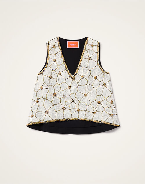 La DoubleJ V-Neck Scala Top La DoubleJ V-Neck Scala Top Solid White TOP0170EMB129CAM01WH03