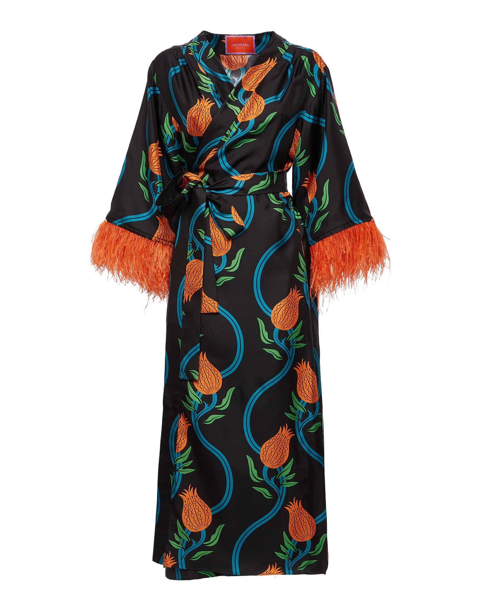 La DoubleJ Boudoir Dress (With Feathers) Melograno Nero DRE0301SIL001MEL0003