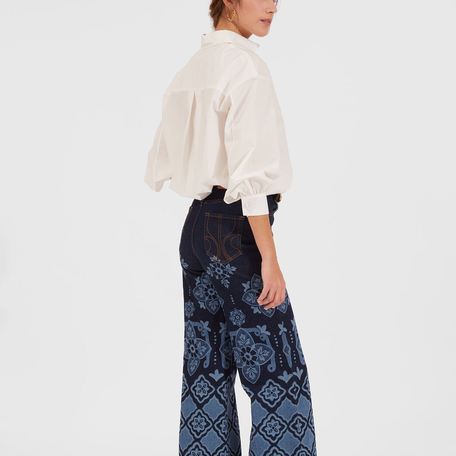 Shop La Doublej Flare Jeans In Partenope Navy