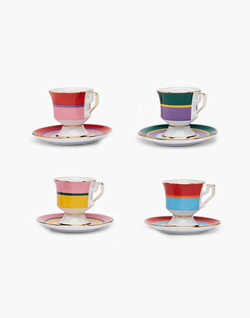 La DoubleJ Espresso Cup & Saucer Set of 4 La DoubleJ Espresso Cup & Saucer Set of 4 Rainbow Mix DIS0042CER001RAI0011