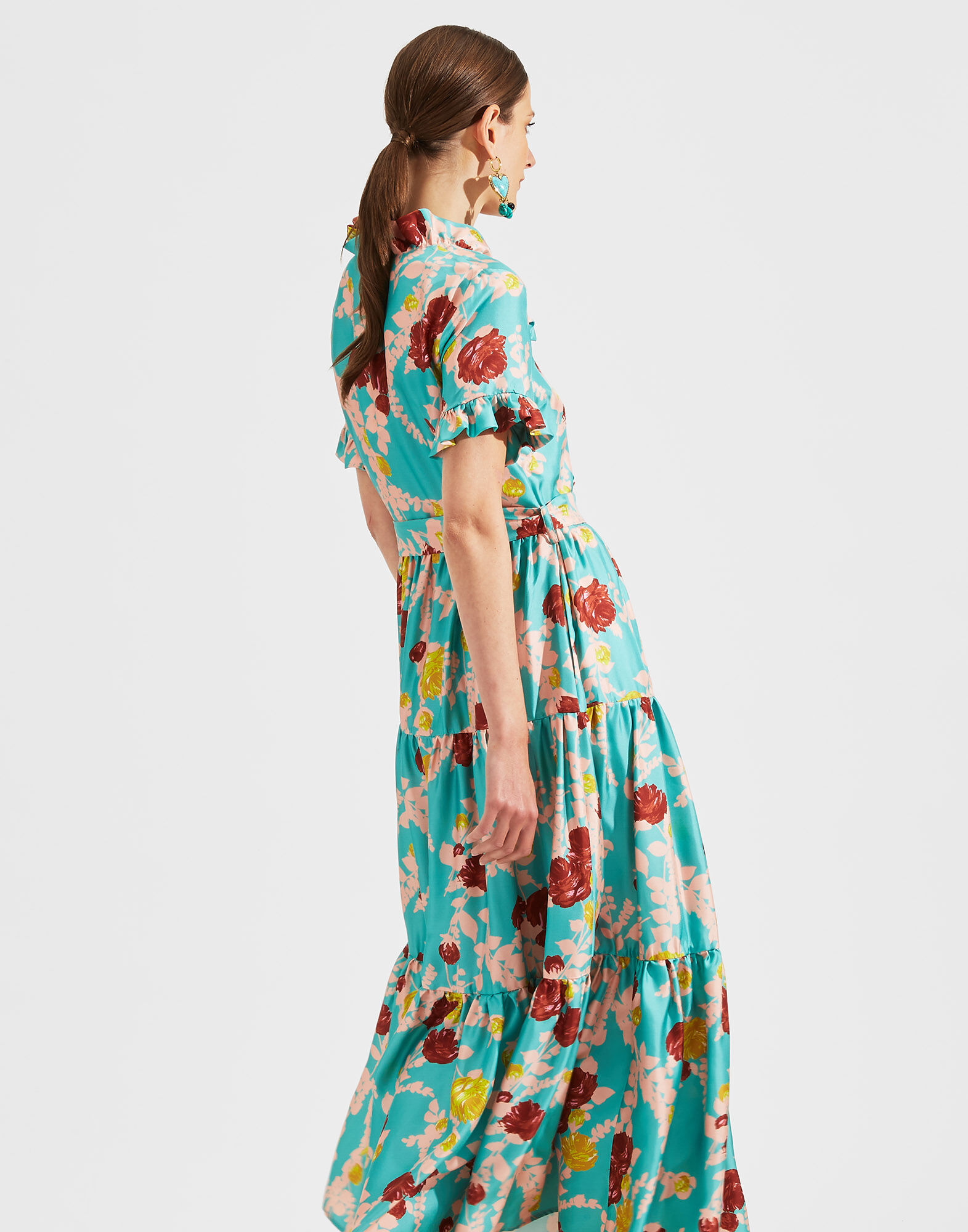 LaDoubleJ Long And Sassy Dress Winter Rose Turchese DRE0017SIL001WTR0002