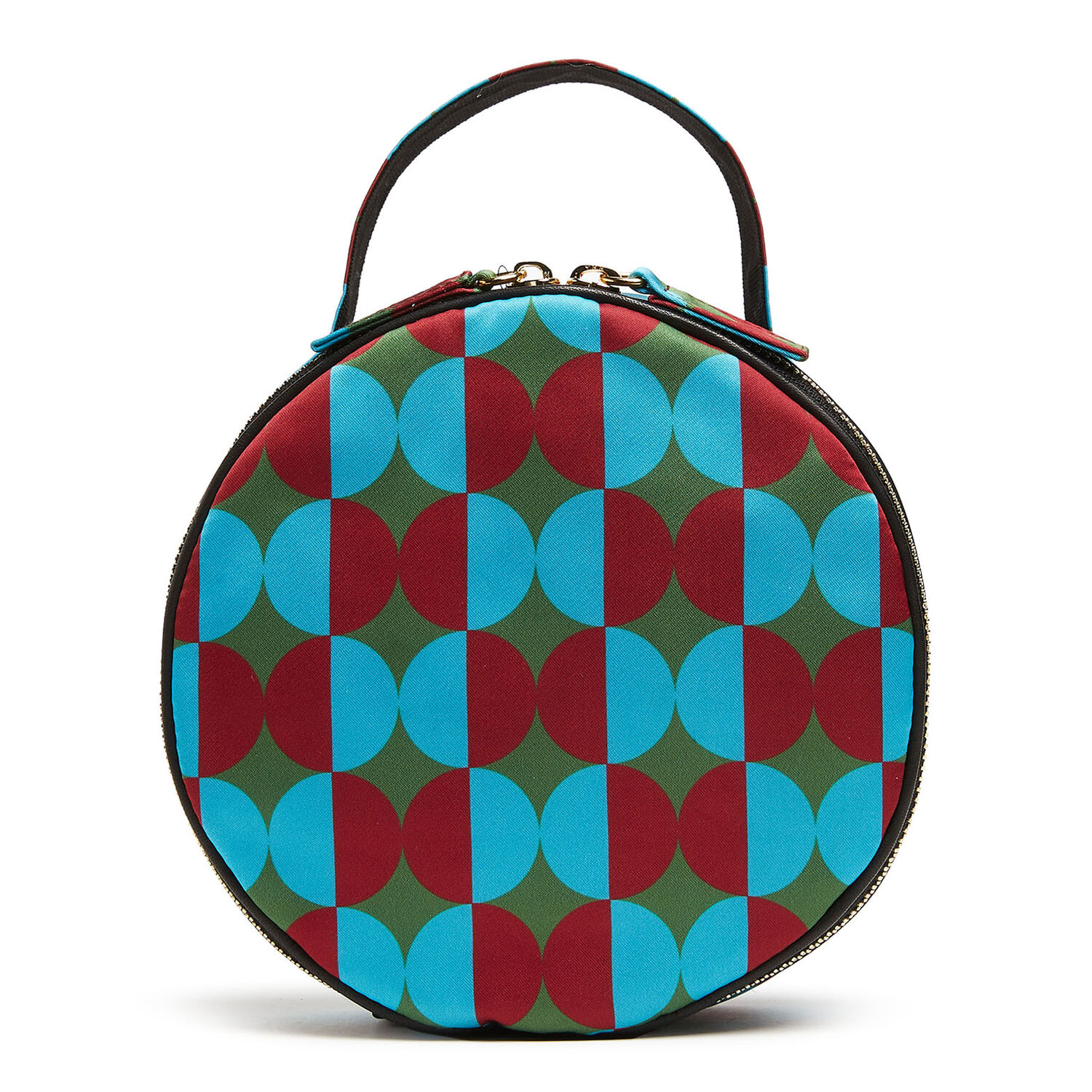 La Doublej Geometric Print Round Clutch In Mezzaluna Green