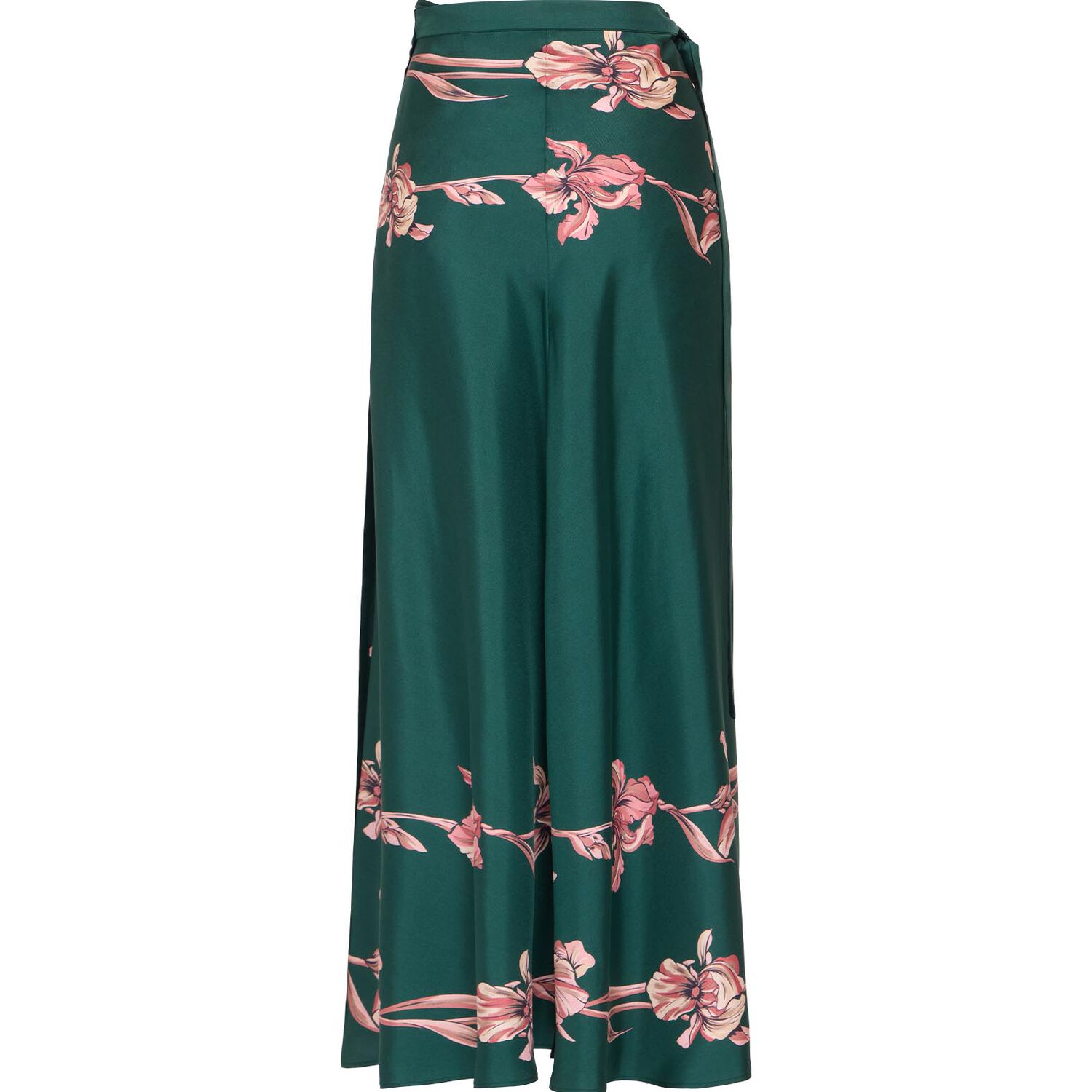 La Doublej Floral-print Sarong Skirt In Iris Placée Dark Green