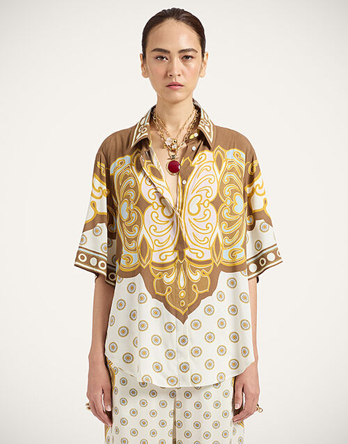 La DoubleJ Club Shirt Cocoon Plac&eacute;e Brown SHI0171VIS032COC02BR02