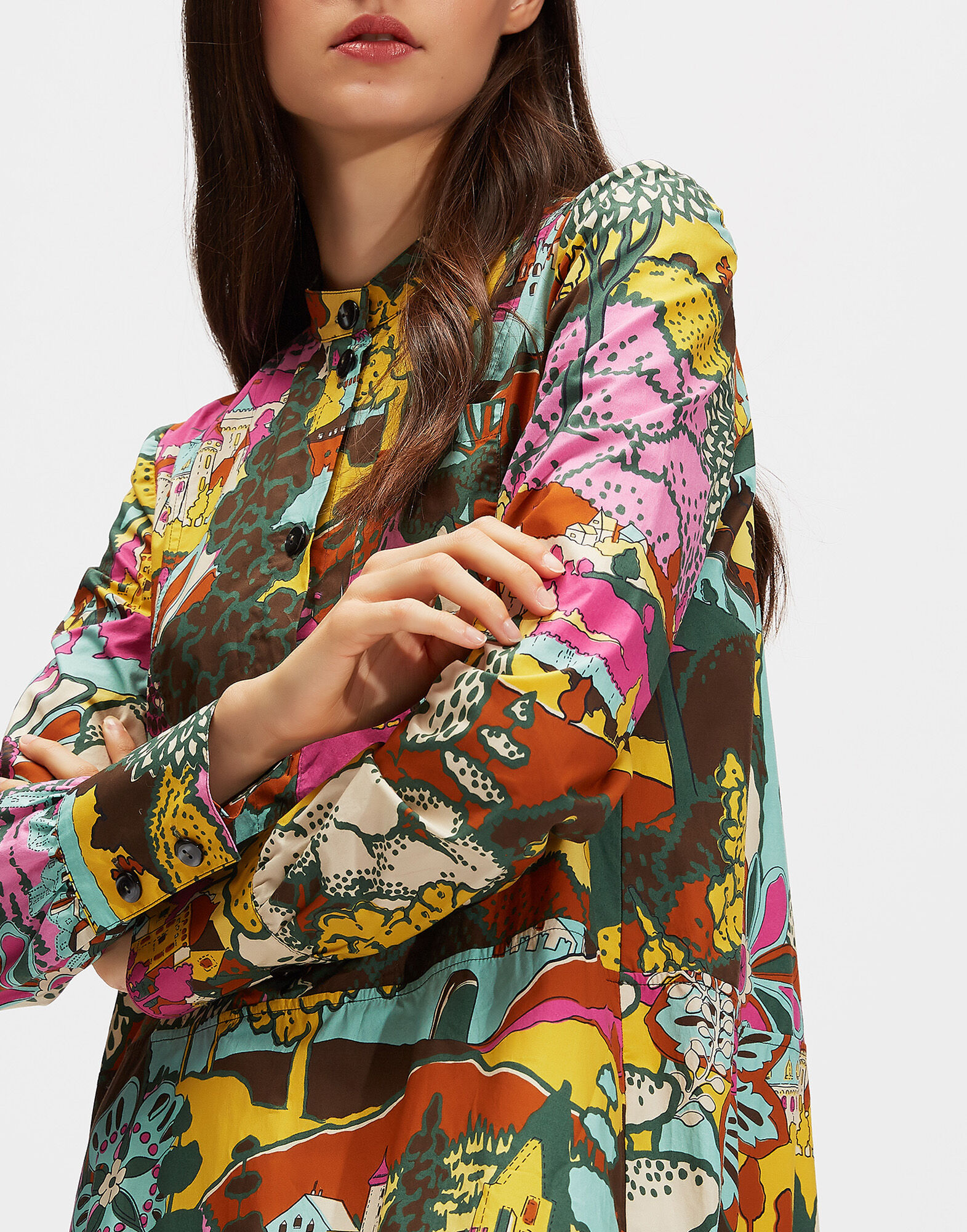 LaDoubleJ Maxi Shirt Dress Paesaggio Arancio DRE0047COT001PAE0002