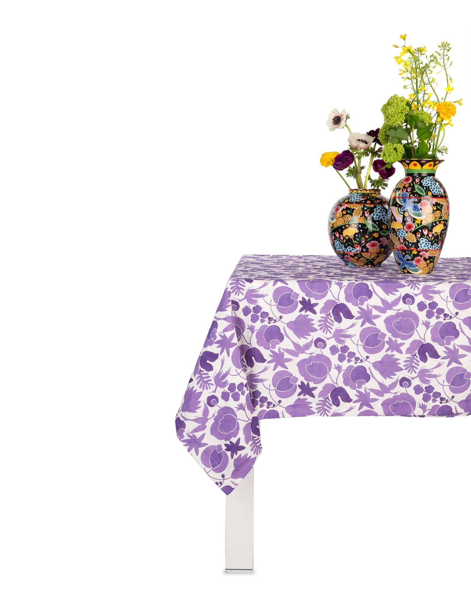 La DoubleJ Large Tablecloth Wildbird Viola TBC0003LIN001CER0007