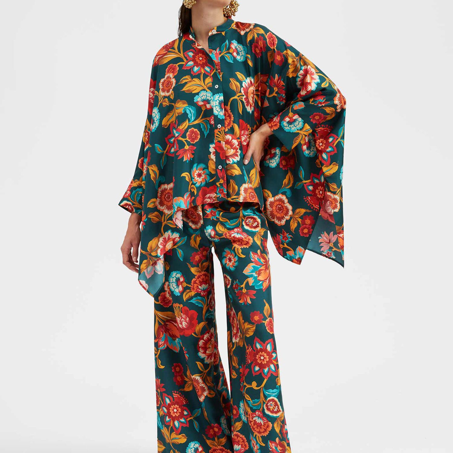 La Doublej Foulard Shirt In Hottie Emerald