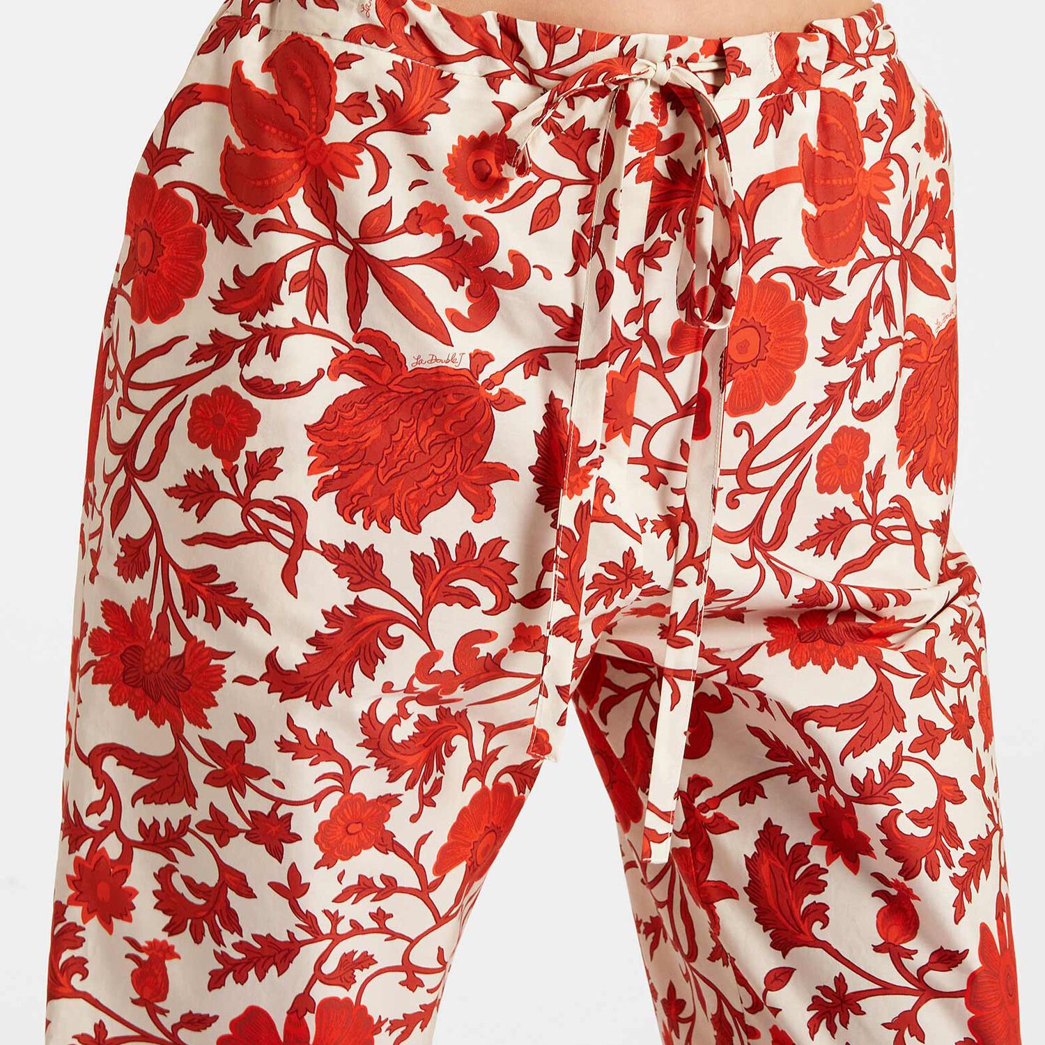 La Doublej Drawstring Pants In Dragonflower Mini Red
