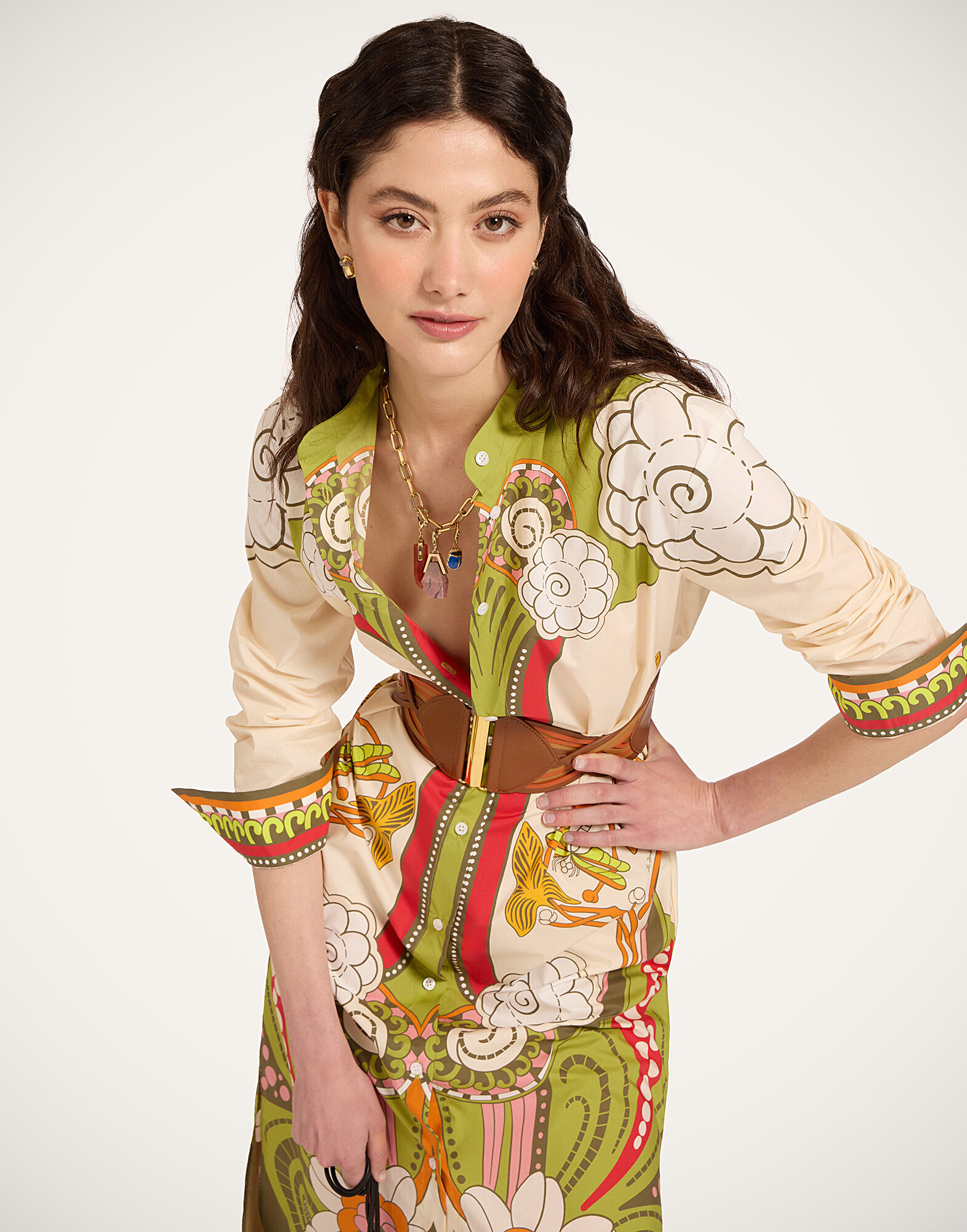 La DoubleJ Sundowner Tunic Ambrosia Plac&eacute;e Ivory DRE0924COT015AMB03WH04