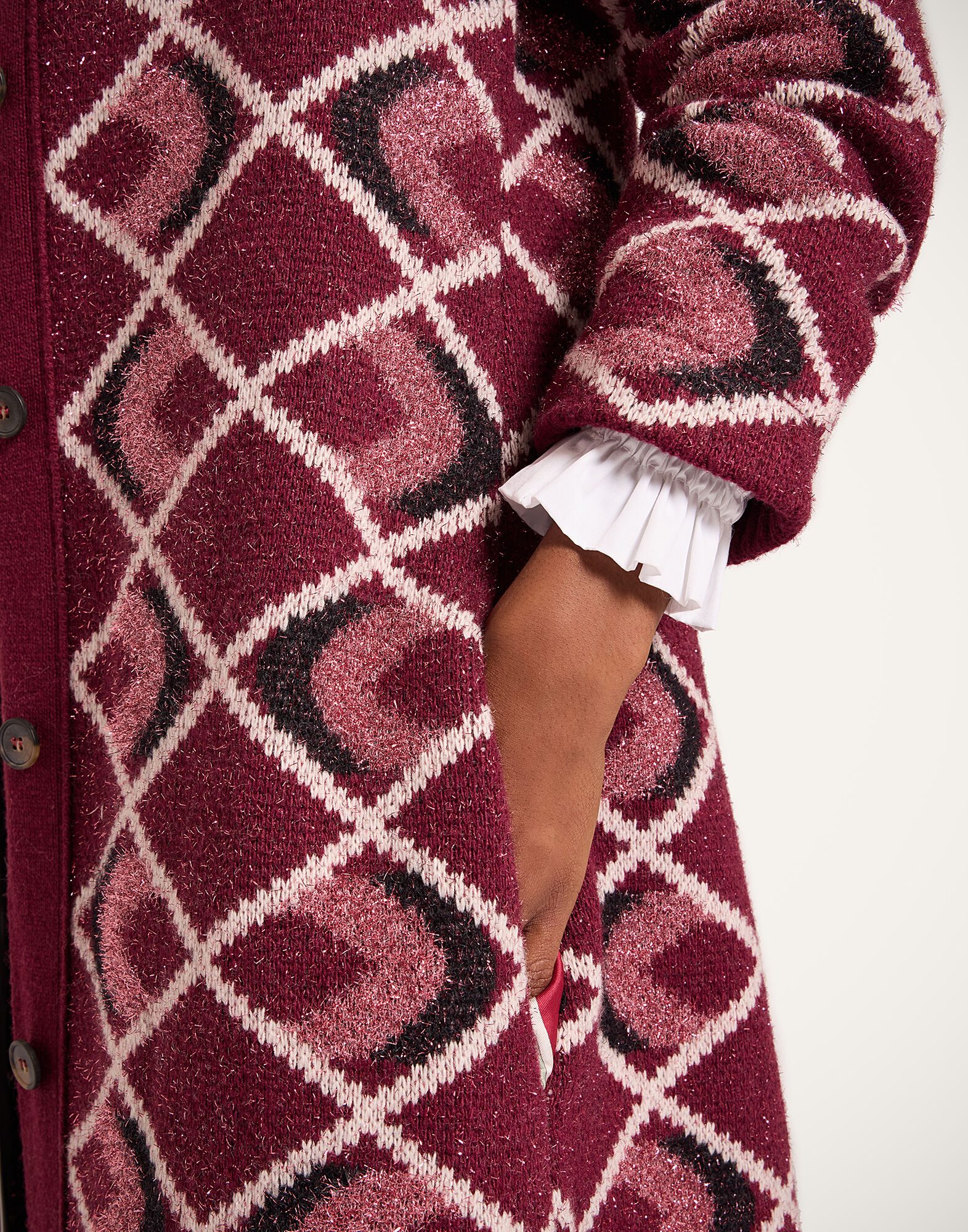 La DoubleJ Half-Light Coat Multicolor Burgundy JAC0184KNI132VA454RE02